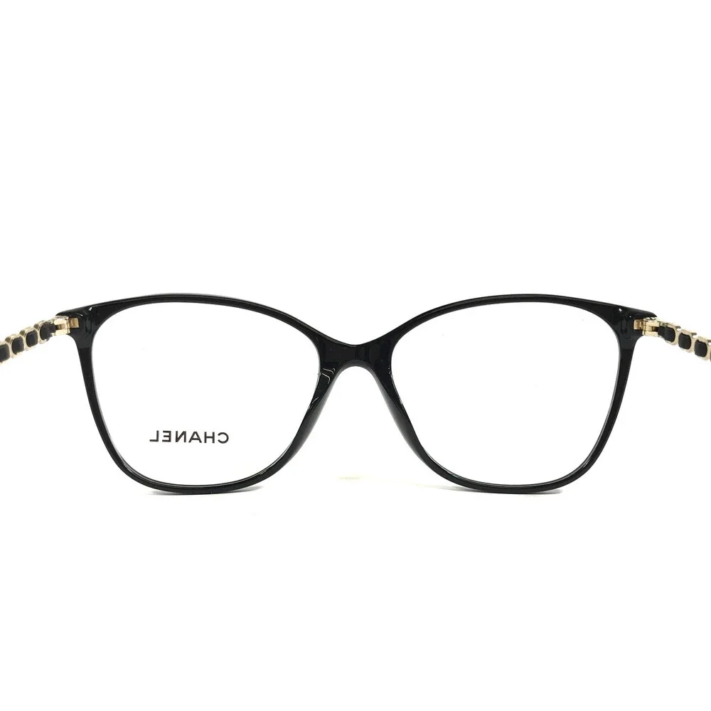 Chanel Eyeglasses Frames 3408-Q c.622 Black Gold Woven Leather 54-16-140